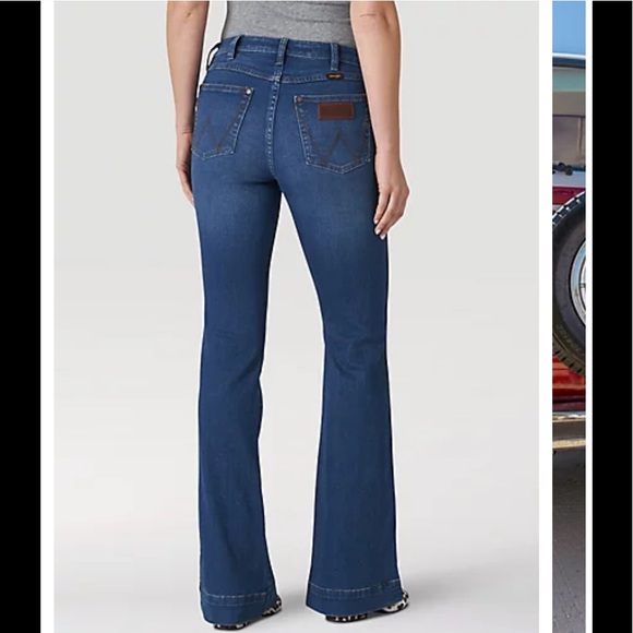 Wrangler Retro High Rise Trouser Flare Jeans 28/32 5 Pocket - Picture 4 of 14